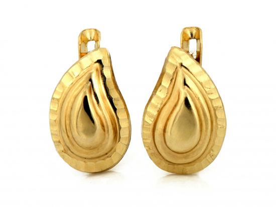 Kolczyki złote angielskie zdobione