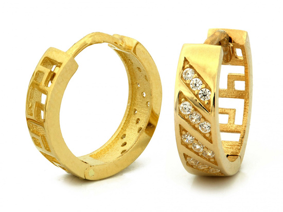 Kolczyki złote małe kółka z cyrkoniami 13mm