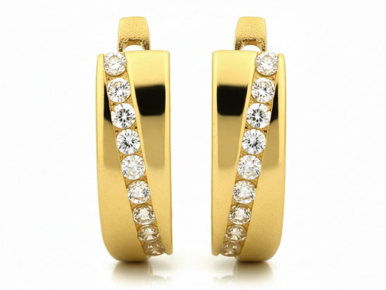 Kolczyki złote na angielskim zapięciu z cyrkoniami