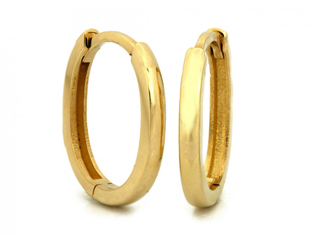 Złote kolczyki koła małe owalne zapięcie angielskie