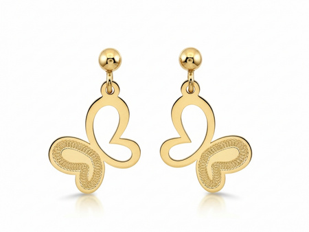 Kolczyki złote delikatne motyle motylki na sztyfcie