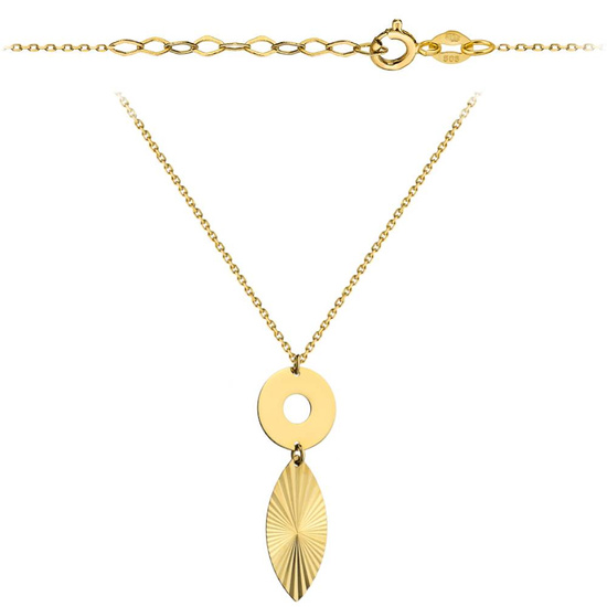 Złoty naszyjnik 585 - koło, listek