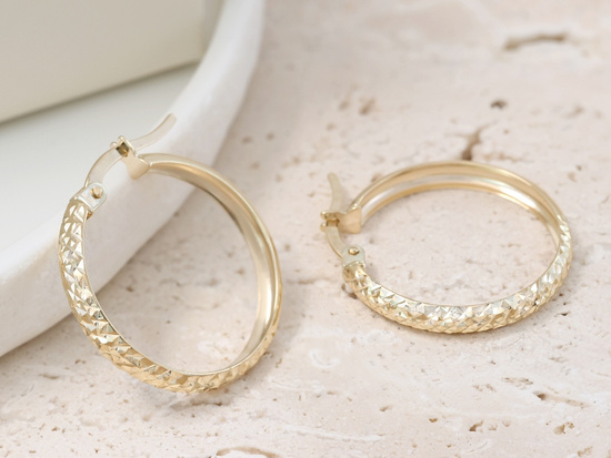 Kolczyki złote koła 24mm zdobione