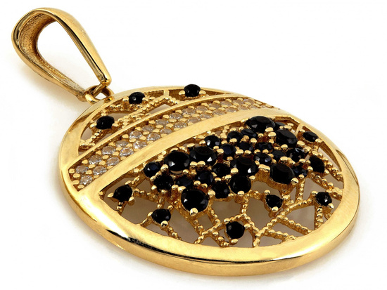 Zawieszka złota okrągła ażurowa z cyrkoniami