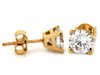 Kolczyki złote na sztyfcie przy uchu z cyrkonią