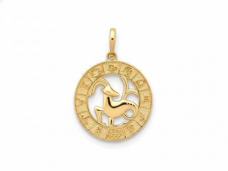 Zawieszka złota okrągła zodiak Koziorożec