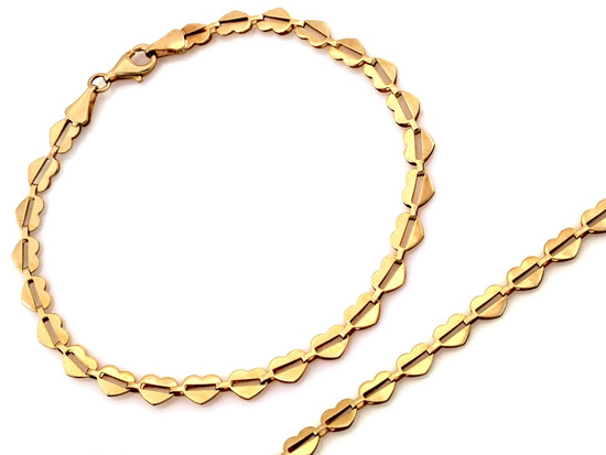 Bransoletka złota składana z małych serc błyszcząca