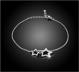 Bransoletka srebrna 925 z diamentowymi cyrkoniami - gwiazdki