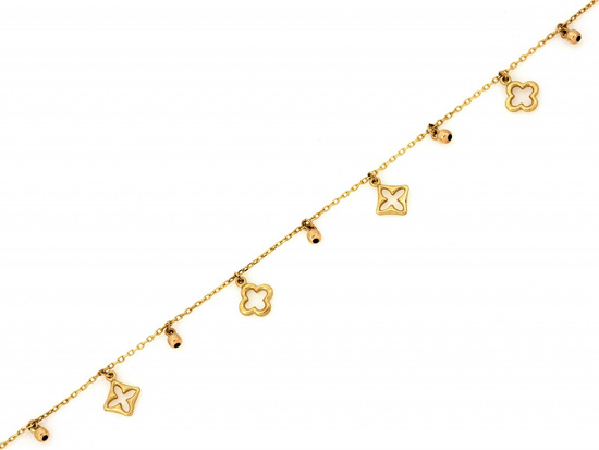 Bransoletka złota z zawieszkami z kuleczkami