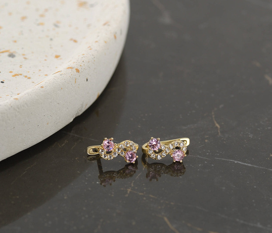 Złote kolczyki 585 z cyrkoniami - nieskończoność