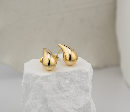 Złote kolczyki 585 nowoczesne duże krople