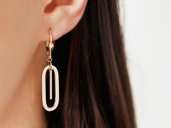Kolczyki złote wiszące długie owalne angielskie
