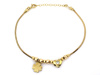 Złota bransoletka z kulkami sercem i wiszącą koniczynką