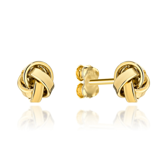 Złote kolczyki 585 - plecione, gładkie