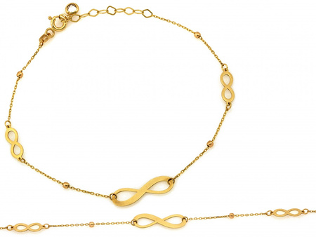 Bransoletka złota z kuleczkami i nieskończonością