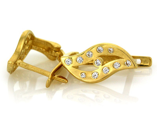 Złote kolczyki z cyrkoniami angielskie zapięcie