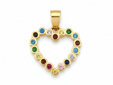 Zawieszka złota wysadzana kolorowymi cyrkoniami