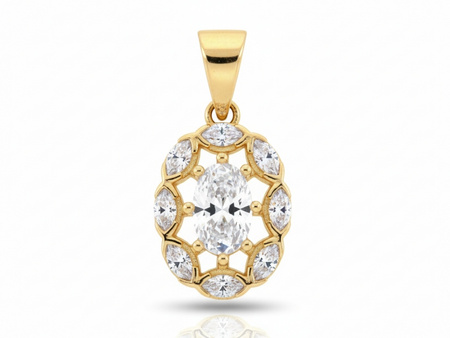 Zawieszka złota owalna z cyrkoniami