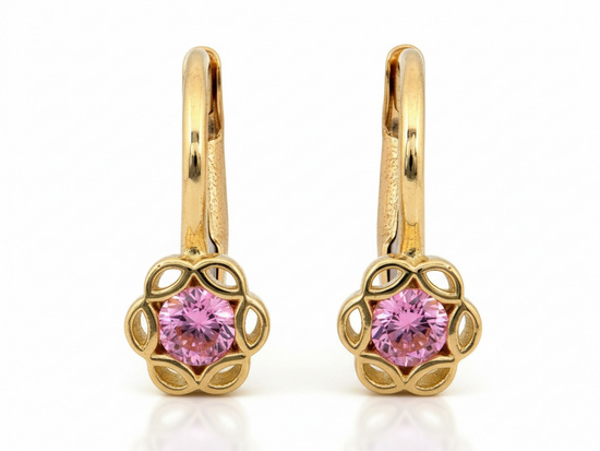 Kolczyki złote delikatne dyskretne z cyrkonią