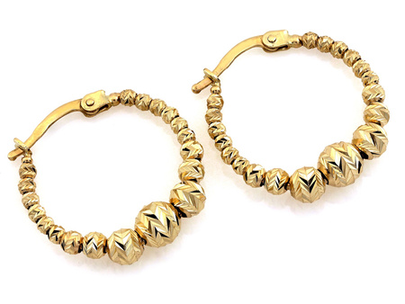 Kolczyki złote koła kółka z kulek 21mm