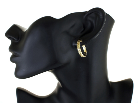 Złote kolczyki koła 25mm oryginalne zdobione satynowane