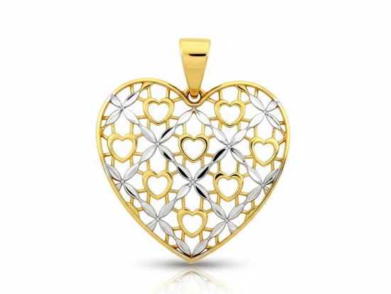 Złota zawieszka ażurowe serce