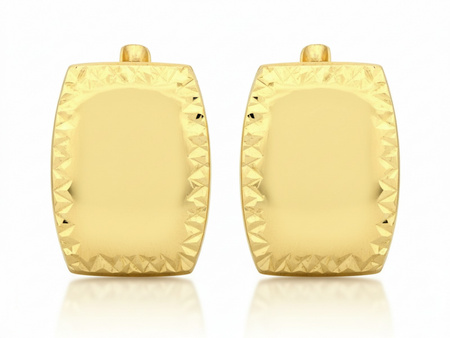 Kolczyki złote angielskie błyszczące prostokątne
