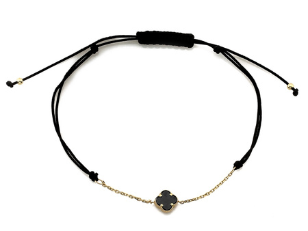 Bransoletka nowoczesna na sznurku z czarnym kwiatkiem