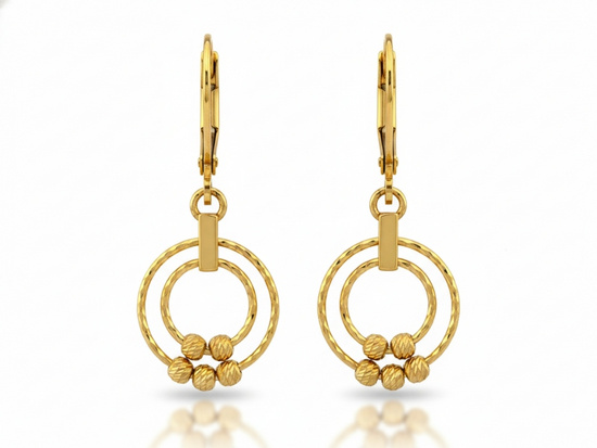 Złote kolczyki angielskie z kółkami i kulkami