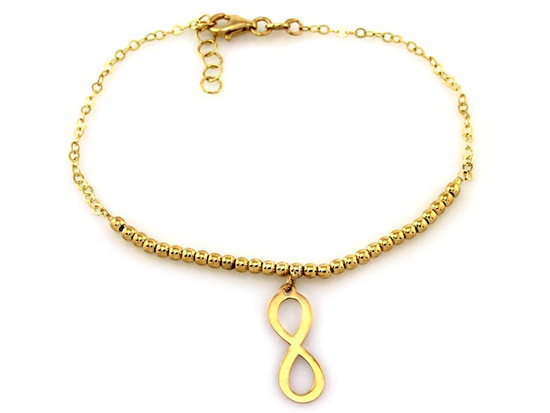 Bransoletka złota z kulkami i nieskończonością