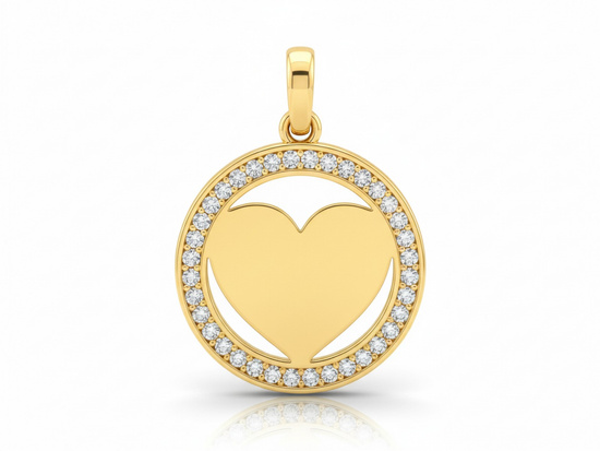 Zawieszka złota okrągła z sercem