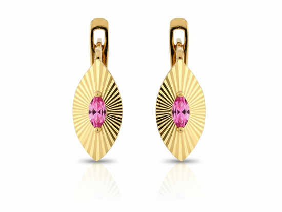 Kolczyki z jedną różową cyrkonią dla dziecka