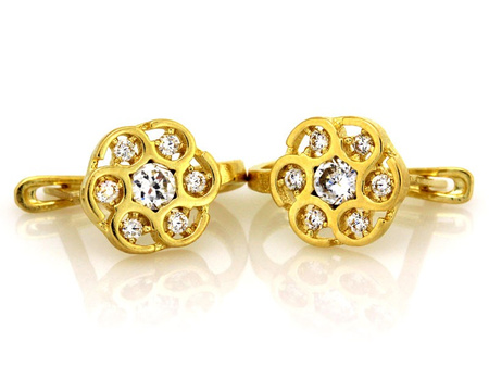 Dziecięce złote kolczyki z cyrkoniami