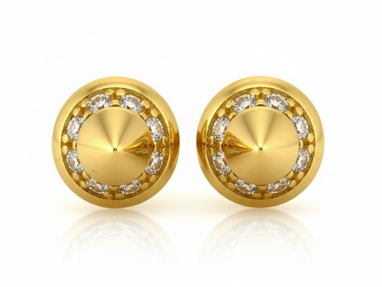 Kolczyki złote stożki z cyrkoniami