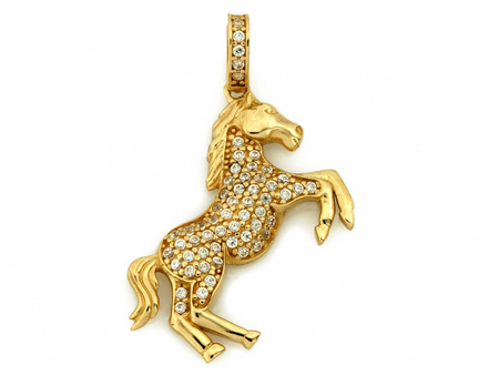 Zawieszka złota koń z cyrkoniami