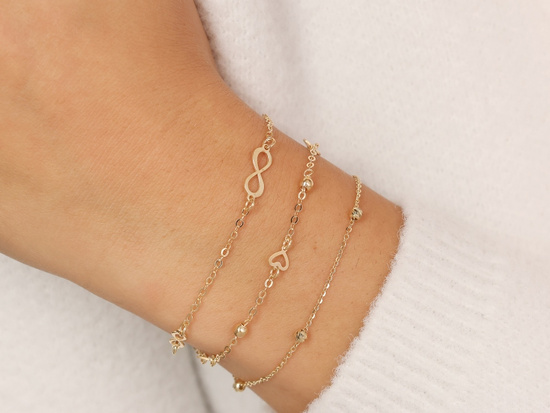Bransoletka złota łańcuszkowa z kulkami