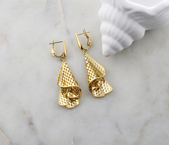 Złote kolczyki 585 wiszące - eleganckie i ażurowe