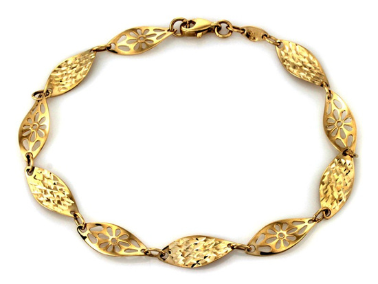 Ażurowa złota bransoletka dla kobiety