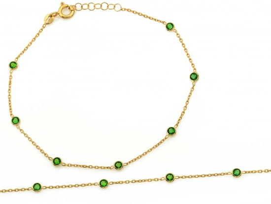 Bransoletka złota z zielonymi cyrkoniami