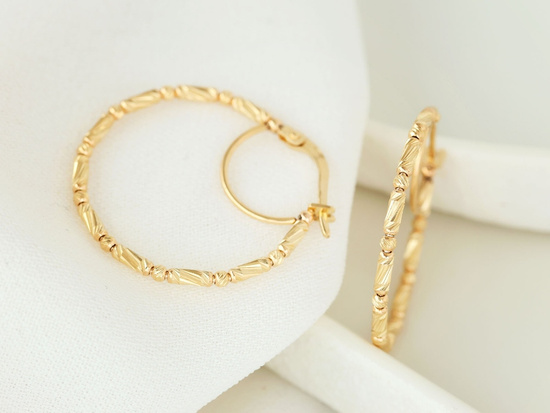 Kolczyki złote koła angielskie błyszczące z kulkami