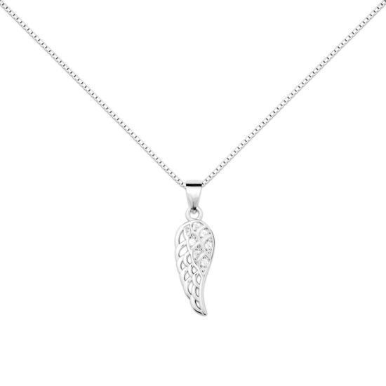 Naszyjnik srebrny 925 z diamentowymi cyrkoniami - skrzydło