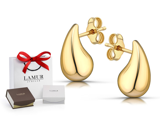 Złote kolczyki 585 nowoczesne krople