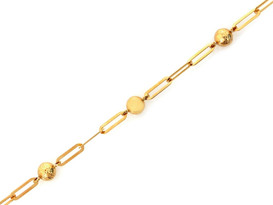 Bransoletka złota modna z dużych ogniw z kulkami