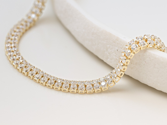 Bransoletka złota dwa rzędy cyrkonii