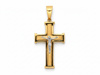 Złota zawieszka krzyżyk z Jezusem rodowany białym złotem