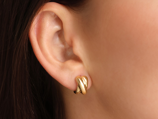 Kolczyki złote efektowne dmuchane na sztyfcie