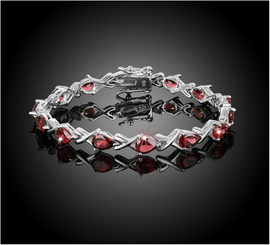 Bransoletka srebrna 925 z 14 naturalnymi afrykańskimi granatami