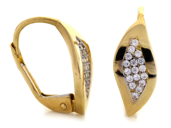 Kolczyki złote angielskie zapięcie cyrkonie