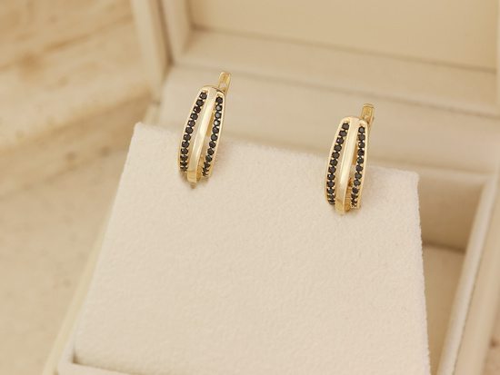 Kolczyki złote angielskie z cyrkoniami