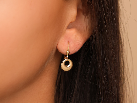 Kolczyki złote delikatne wiszące okrągłe angielskie